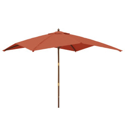 Parasol de jardin avec mât en bois terre cuite 300x300x273 cm