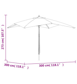 Parasol de jardin avec mât en bois terre cuite 300x300x273 cm