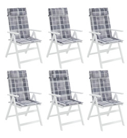 Coussins de chaise à dossier haut lot de 6 carreaux gris