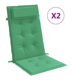 Coussins de chaise à dossier haut lot de 2 vert tissu oxford