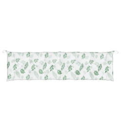 Coussin de banc de jardin motif de feuilles 200x50x7 cm tissu