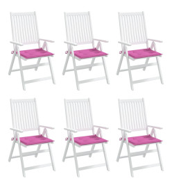 Coussins de chaise de jardin lot de 6 rose 40x40x3 cm tissu