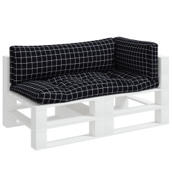 Coussins de palette 3 pcs motif à carreaux noir tissu Oxford