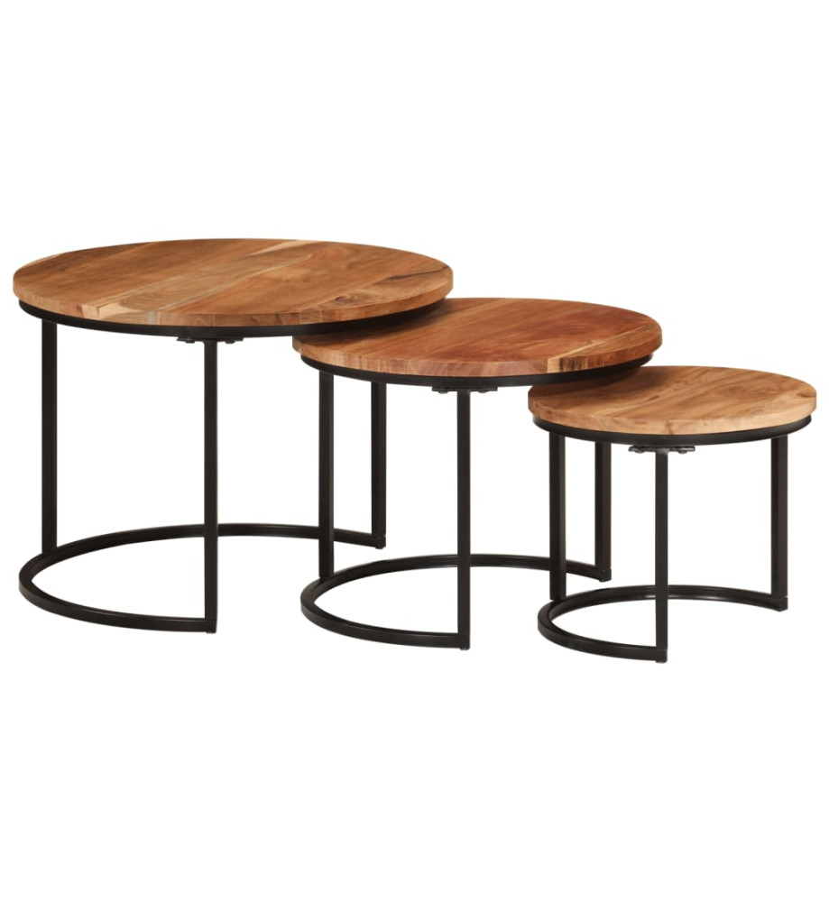 Tables gigognes 3 pcs bois massif d'acacia