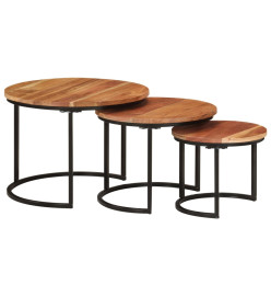 Tables gigognes 3 pcs bois massif d'acacia