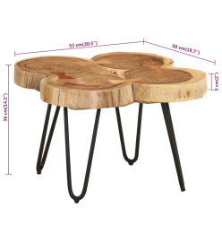 Table basse 36 cm 4 troncs bois d'acacia massif