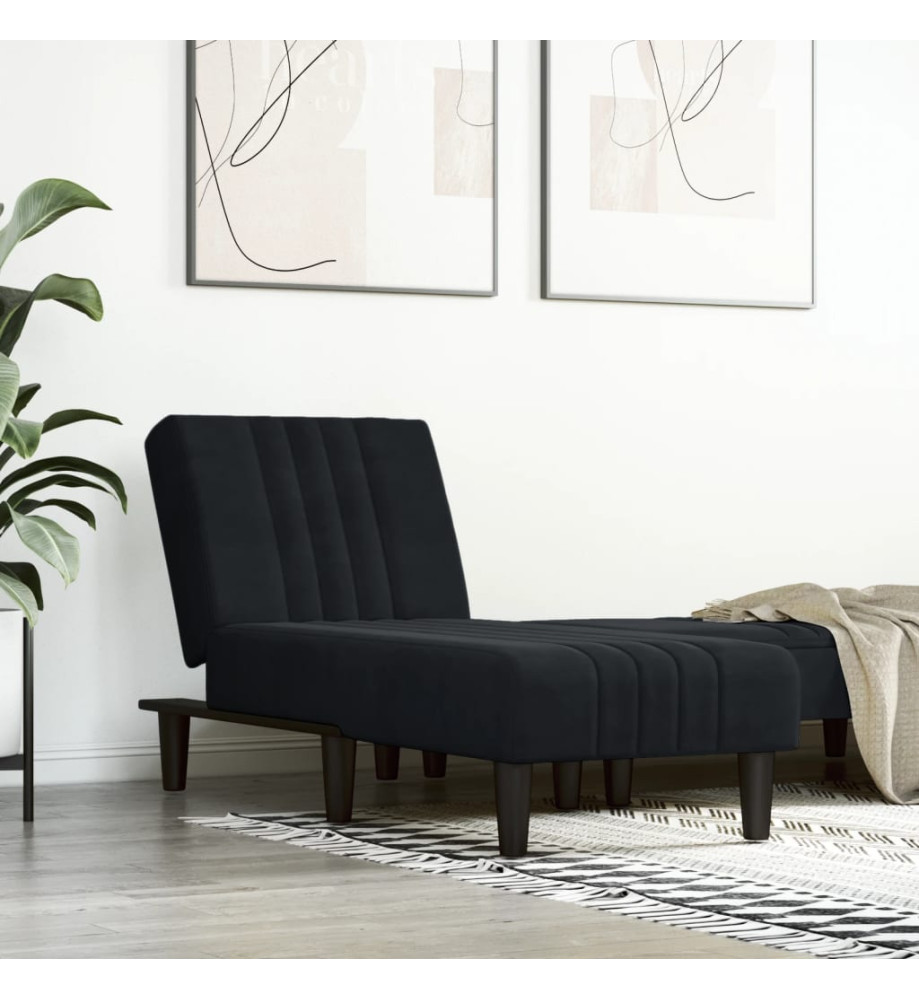 Chaise longue noir velours