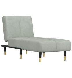 Chaise longue gris clair velours