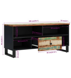 Meuble TV 100x33x46 cm bois de récupération et d'ingénierie