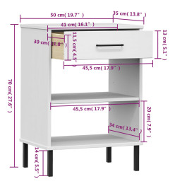 Armoire console avec pieds en métal Blanc Bois pin massif OSLO