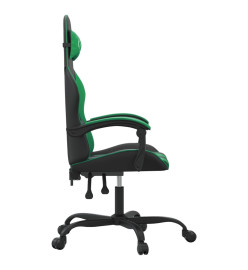 Chaise de jeu pivotante Noir et vert Similicuir