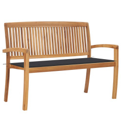 Banc de jardin empilable et coussin 128,5cm Bois de teck massif