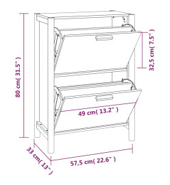 Armoire à chaussures Blanc 57,5x33x80 cm Bois d'ingénierie