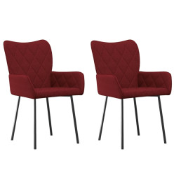 Chaises à manger lot de 2 rouge bordeaux tissu