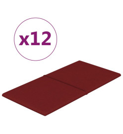 Panneaux muraux 12 pcs Rouge bordeaux 60x30 cm Tissu 2,16 m²