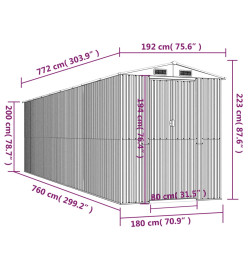 Abri de jardin Anthracite 192x772x223 cm Acier galvanisé