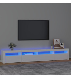 Meuble TV avec lumières LED Blanc brillant 240x35x40 cm