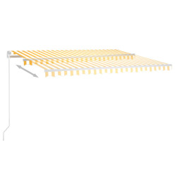 Auvent automatique rétractable avec poteaux 4x3,5 m Jaune blanc