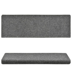 Tapis d'escalier 15 pcs Tissu aiguilleté 65x21x4 cm Gris clair