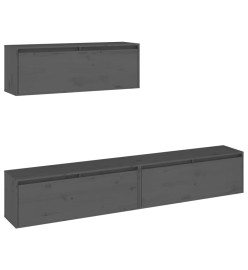 Meubles TV 3 pcs Gris Bois massif de pin