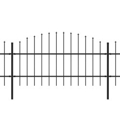 Clôture de jardin à dessus en lance Acier (0,75-1)x13,6 m Noir