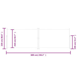 Auvent latéral rétractable Crème 220x600 cm