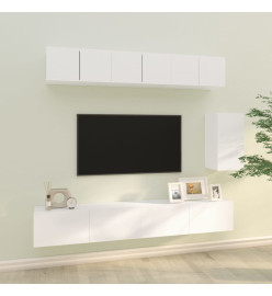 Ensemble de meubles TV 6 pcs Blanc Bois d'ingénierie