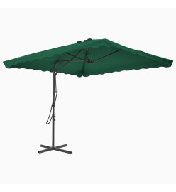 Parasol d'extérieur avec mât en acier 250 x 250 cm Vert