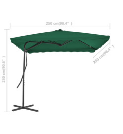 Parasol d'extérieur avec mât en acier 250 x 250 cm Vert