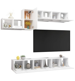 Ensemble de meuble TV 7 pcs Blanc Aggloméré