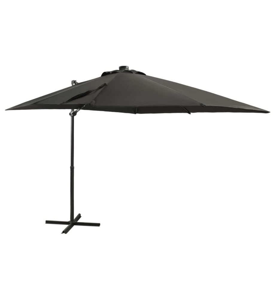 Parasol déporté avec mât et lumières LED Anthracite 250 cm