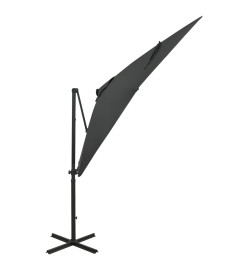 Parasol déporté avec mât et lumières LED Anthracite 250 cm