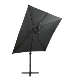 Parasol déporté avec mât et lumières LED Anthracite 250 cm