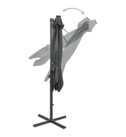 Parasol déporté avec mât et lumières LED Anthracite 250 cm