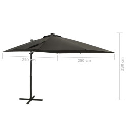 Parasol déporté avec mât et lumières LED Anthracite 250 cm