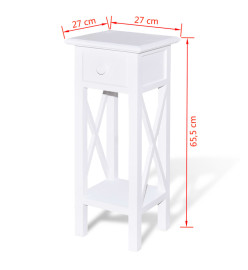 Table d'appoint avec tiroir Blanc