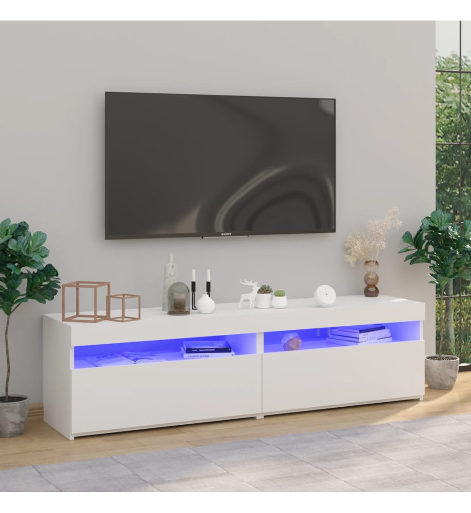 Meubles TV 2 pcs avec lumières LED Blanc 75x35x40 cm