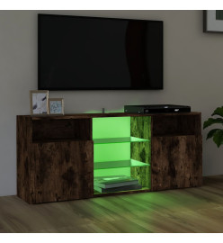 Meuble TV avec lumières LED Chêne fumé 120x30x50 cm