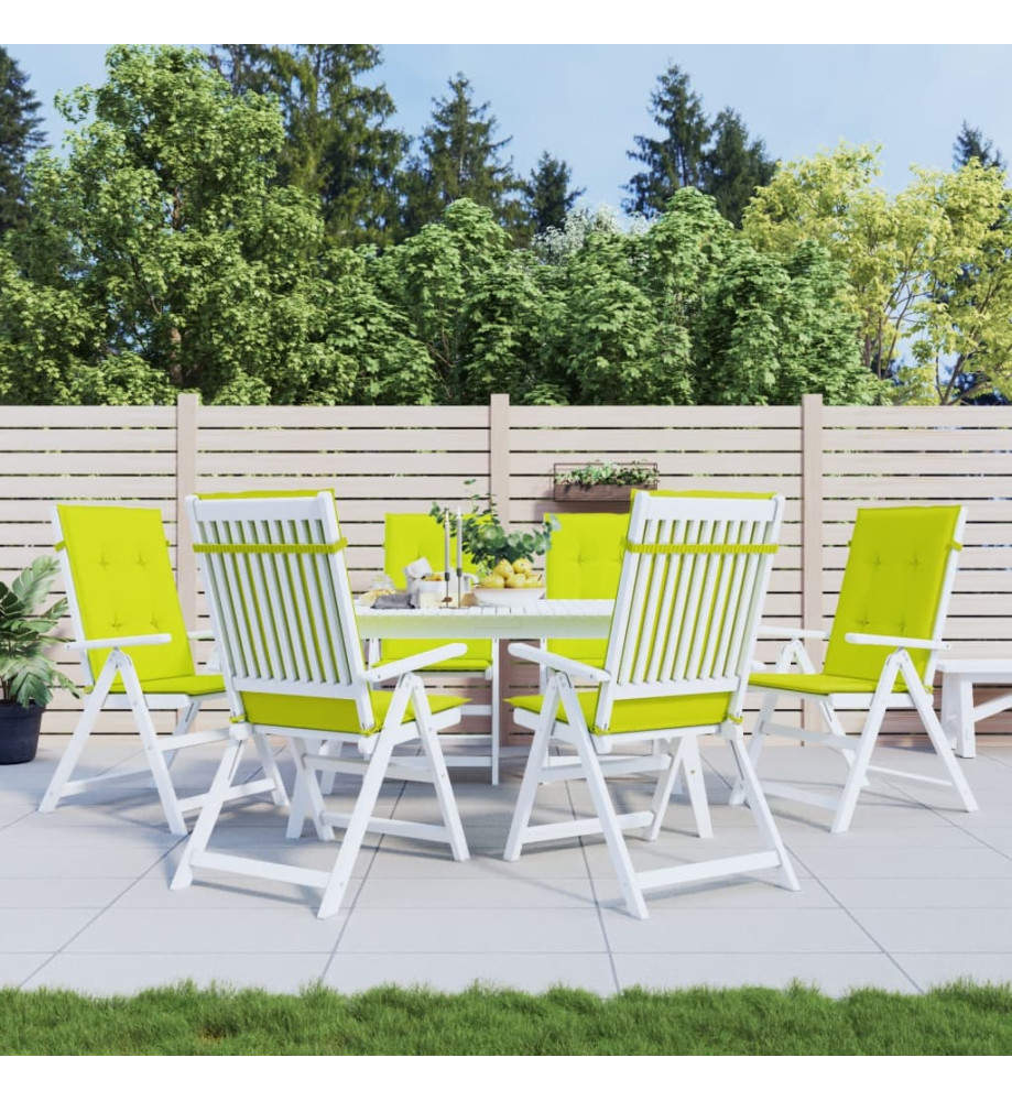 Coussins de chaise de jardin à dossier haut lot de 6 vert vif