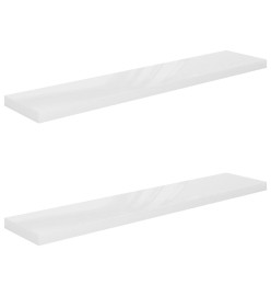 Étagère murale flottante 2pcs Blanc brillant 120x23,5x3,8cm MDF