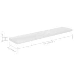 Étagère murale flottante 2pcs Blanc brillant 120x23,5x3,8cm MDF