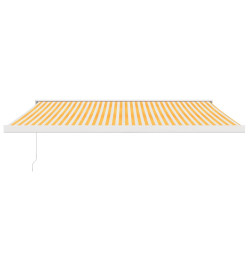 Auvent rétractable jaune et blanc 4,5x3 m tissu et aluminium