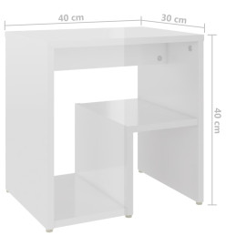 Tables de chevet 2 pcs Blanc brillant 40x30x40 cm Aggloméré