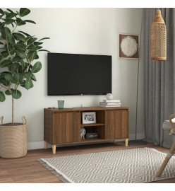 Meuble TV avec pieds en bois massif Chêne marron 103,5x35x50 cm