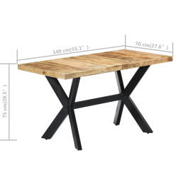 Table de salle à manger 140x70x75 cm Bois manguier massif brut