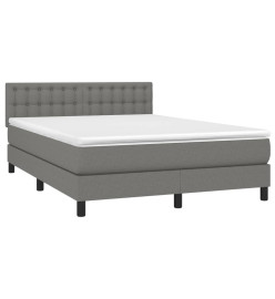 Sommier tapissier et matelas et LED Gris foncé 140x190 cm Tissu