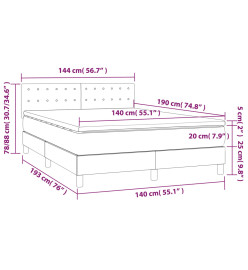 Sommier tapissier et matelas et LED Gris foncé 140x190 cm Tissu