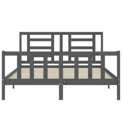 Cadre de lit avec tête de lit gris 160x200 cm bois massif