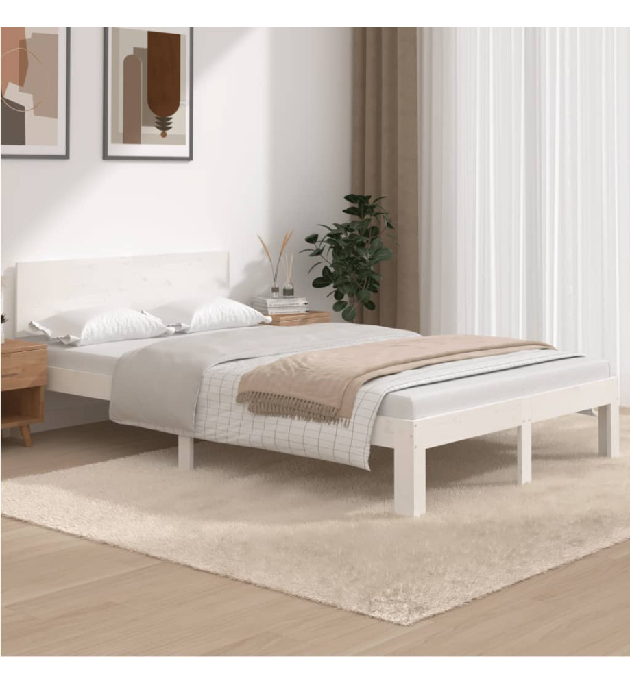 Cadre de lit Blanc Bois de pin massif 120x200 cm Cadre de lit Blanc Bois de pin massif 120x200 cm