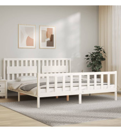 Cadre de lit avec tête de lit blanc 200x200 cm bois massif
